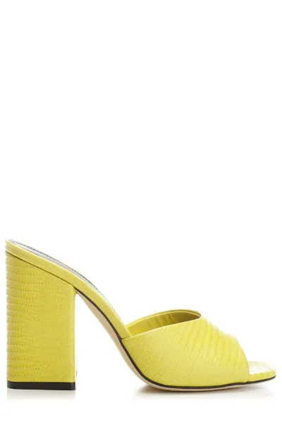 Paris Texas Anja Snakeskin-effect Mules In Yellow