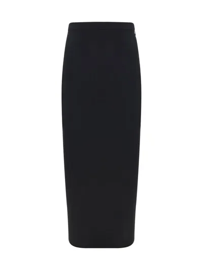 Lanvin Satin Midi Skirt In Black