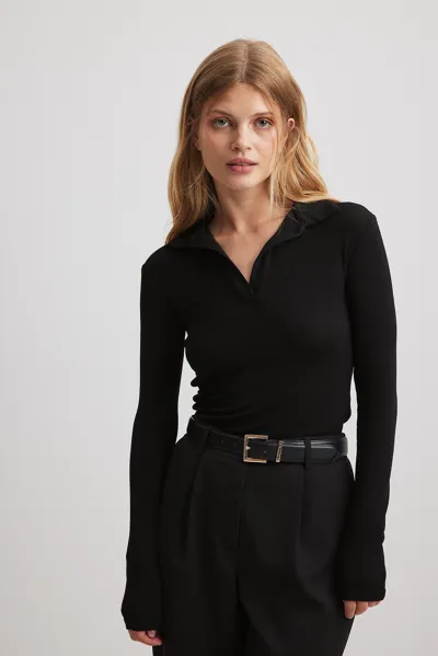 Na-kd Sheer Collar Top In Black