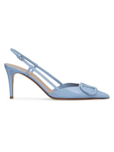 Valentino Garavani Women's Vlogo Signature Patent Leather Slingback Pumps 80mm In Azure