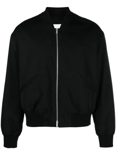 Jil Sander Zip-up Wool Bomber Jacket In Black