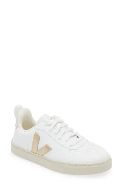 Veja V-10 Lacci Sneaker In Bianco-platino