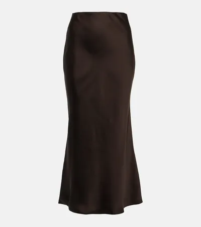 Norma Kamali Bias Obi Satin Midiskirt In Brown