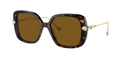 Swarovski Tortoiseshell-effect Rectangle-frame Sunglasses In Polar Brown