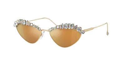 Swarovski Woman Sunglasses Sk7009 In Brown Mirror Gold