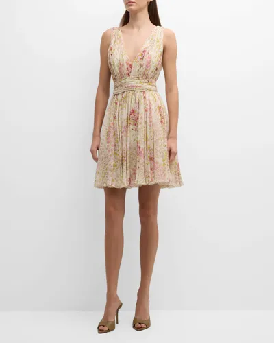 Giambattista Valli Floral-print Sleeveless Silk Georgette Mini Dress In Flower Field