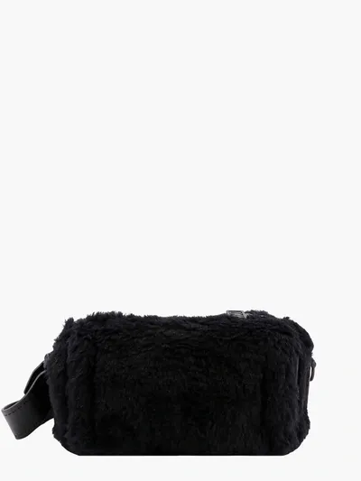 Max Mara Small Roll Shearling Shoulder Bag In Black