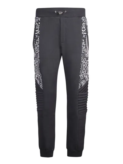 Philipp Plein Paisley-print Cotton Track Pants In Black