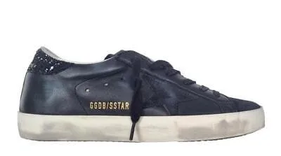 Pre-owned Golden Goose Damenschuhe Superstar Vintage Leder Und Glitzer 90100 Schwarz