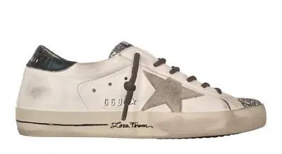 Pre-owned Golden Goose Damenschuhe Superstar Vintage Glitzer-sneaker 82383 Weiss, Grün