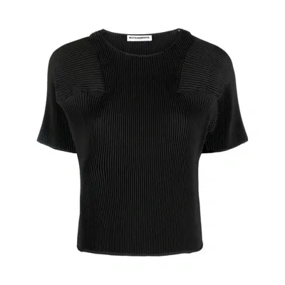 Melitta Baumeister Fully-pleated Short-sleeve Top In Black