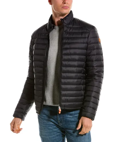 Save The Duck Alexander Blue Quilted Nylon Ecological Down Jacket Man In Black