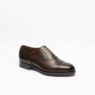 Edward Green Malvern Dark Oak Antique Calf Oxford Shoe In Marrone