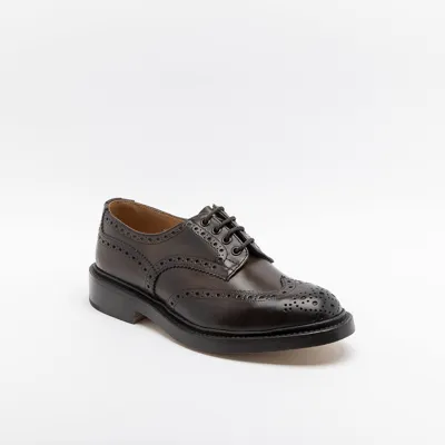 Tricker's Bourton Espresso Burnished Calf Derby Shoe (leather Sole) In Cuoio