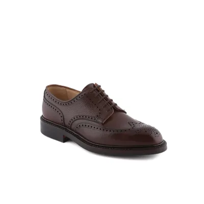 Crockett &amp; Jones Pembroke Dark Brown Scotch Grain Calf Derby Shoe In Marrone