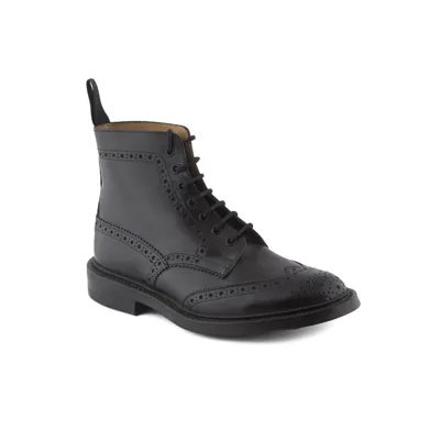 Tricker's Stow Black Box Calf Derby Boot In Nero