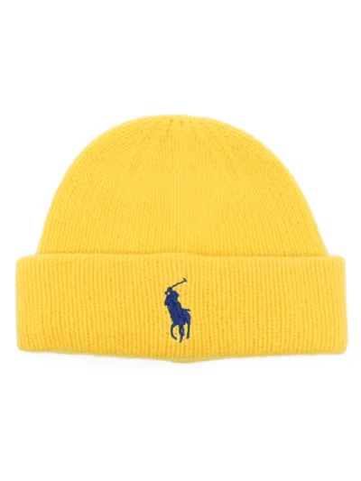 Polo Ralph Lauren Polo Pony Wool Beanie In Yellow