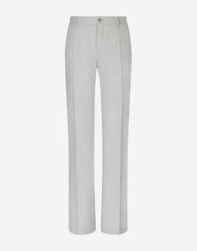 Dolce & Gabbana Stretch Wool Twill Pants With Straight Leg