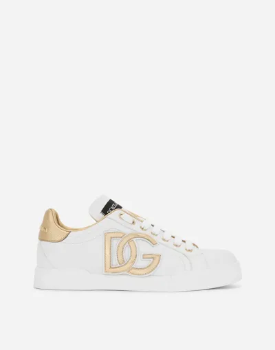 Dolce & Gabbana Calfskin Portofino Sneakers With Dg Logo