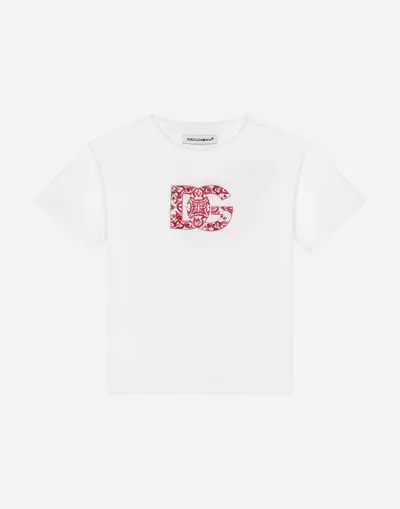 Dolce & Gabbana Babies' Short-sleeved Majolica-print Jersey T-shirt In White