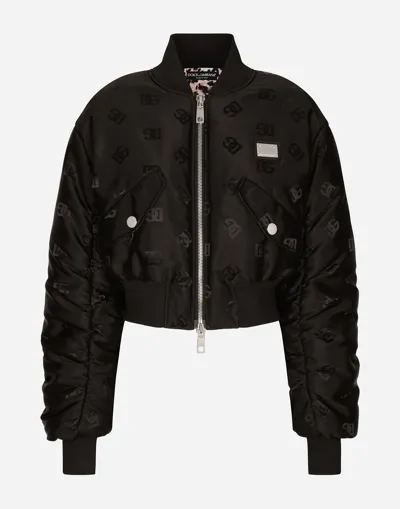 Dolce & Gabbana Technical Jacquard Bomber Jacket With Dg Logo