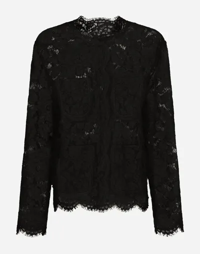 Dolce & Gabbana Single-breasted Lace Jacket In Black