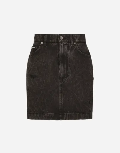 Dolce & Gabbana Washed Denim Miniskirt In Combined Colour