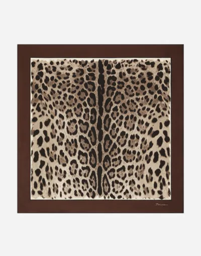 Dolce & Gabbana Leopard-print Twill Scarf (90x90) In Leo_bordo_marrone