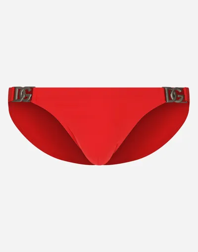 Dolce & Gabbana Swim Briefs With Dg Hardware In Red