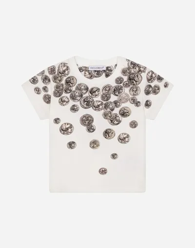 Dolce & Gabbana Babies' Ombré Coin-print Jersey T-shirt In White