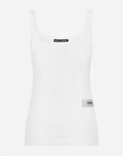 Dolce & Gabbana Kim Dolce&gabbana Fine-rib Cotton Tank Top With The Re-edition Label