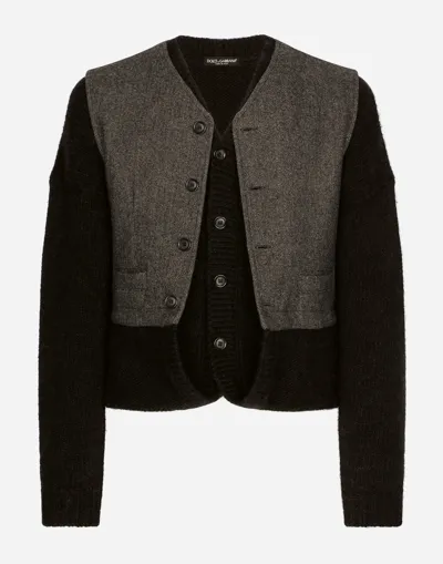 Dolce & Gabbana Layered Jersey And Pinstripe Wool Vest