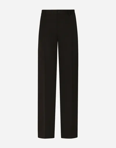 Dolce & Gabbana Straight-leg Wool Pants In Black