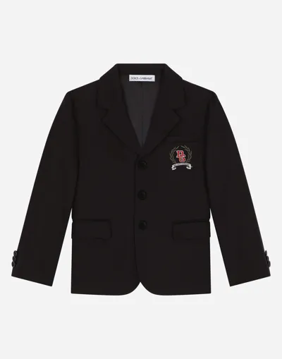 Dolce & Gabbana Single-breasted Flannel Jacket With Embroidery