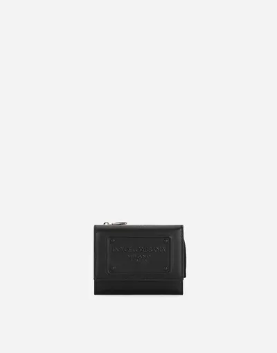 Dolce & Gabbana Calfskin French Flap Wallet With Raised Logo