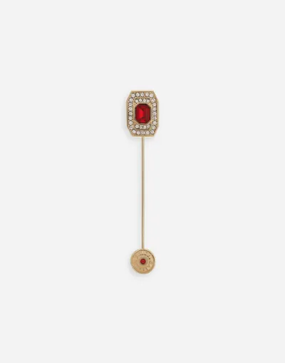 Dolce & Gabbana Brooch With Rhinestones In Red