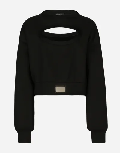 Dolce & Gabbana Technical Jersey Sweatshirt With Cut-out And Dolce&gabbana Tag