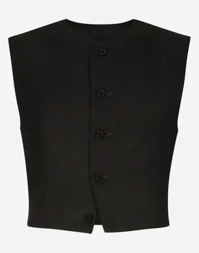 Dolce & Gabbana Full Milano Jersey And Wool Gabardine Vest