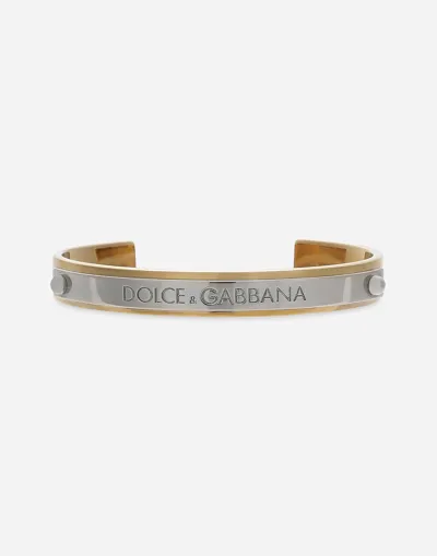 Dolce & Gabbana Rigid Bracelet With Dolce&gabbana Logo Tag In Two_color