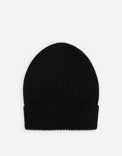 Dolce & Gabbana Gerippte Beanie Mit Umschlag In Black