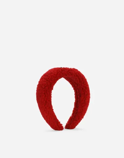 Dolce & Gabbana Kids' Girls Red Padded Shearling Hairband