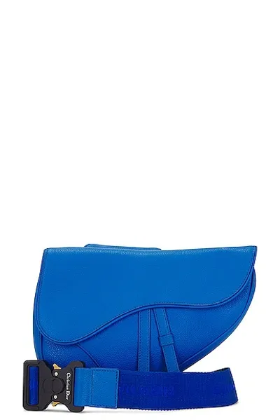 Dior Calfskin Leather Saddle Shoulder Bag In Blue