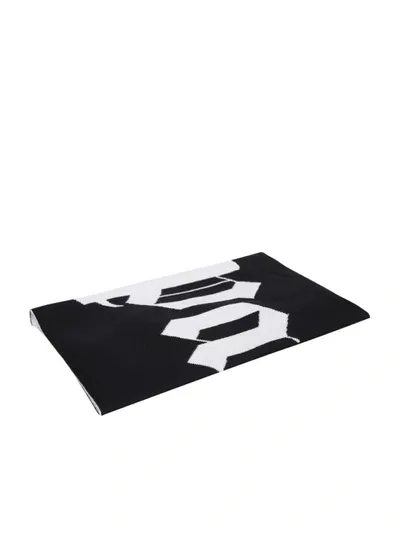 Palm Angels Jacquard Logo Scarf In Black