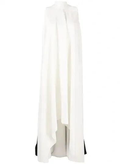 Saiid Kobeisy Cape Two-toned Sleeveless Gown In White