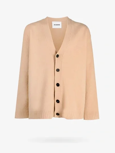 Jil Sander V-neck Wool Cardigan In Yellow