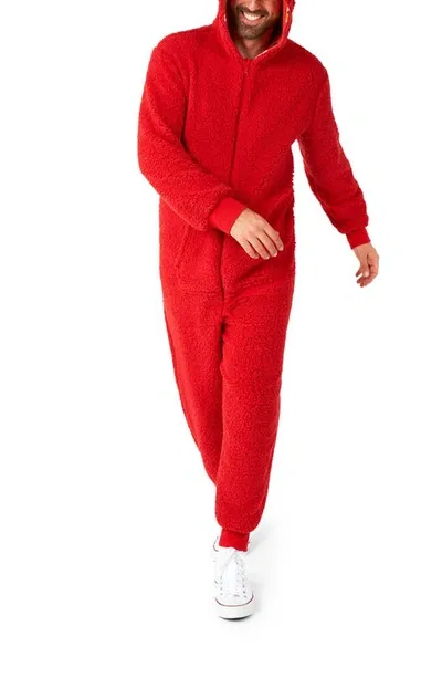 Opposuits Sesame Street® Hooded Long Sleeve Fleece Jumpsuit In Red