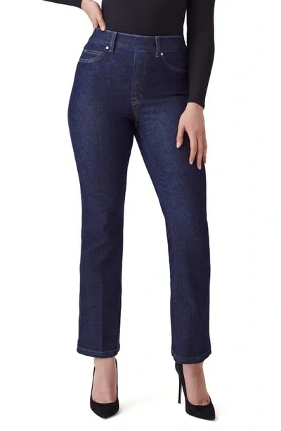 Spanx Crop Kick Flare Pull-on Jeans In Blue