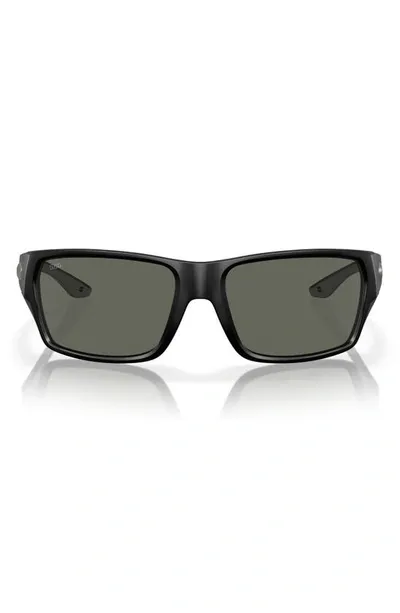 Costa Del Mar Tailfin 57mm Polarized Rectangular Sunglasses In Matte Black