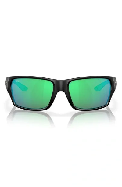 Costa Del Mar Tailfin 57mm Polarized Rectangular Sunglasses In Black Green