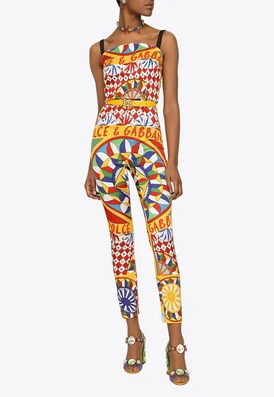 Dolce & Gabbana Graphic-print Jumpsuit In Red